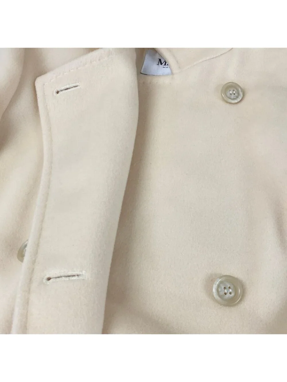 Max Mara Coat M Ivory Long Sleeve Winter Wool Cashmere 40